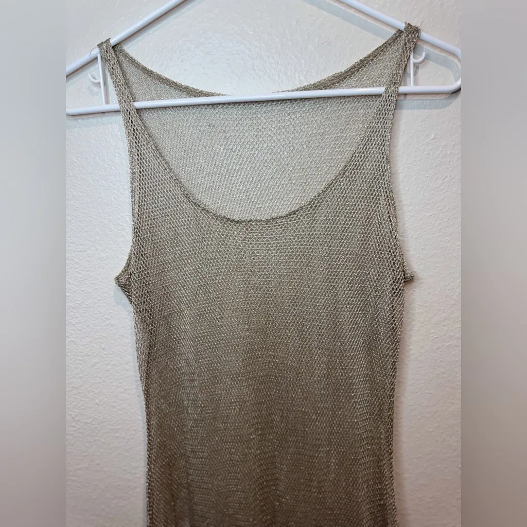 SHEIN Women’s Sheer Tan Sleeveless Beach Knit‎ Cover Up Dress Size M/L - Image 2