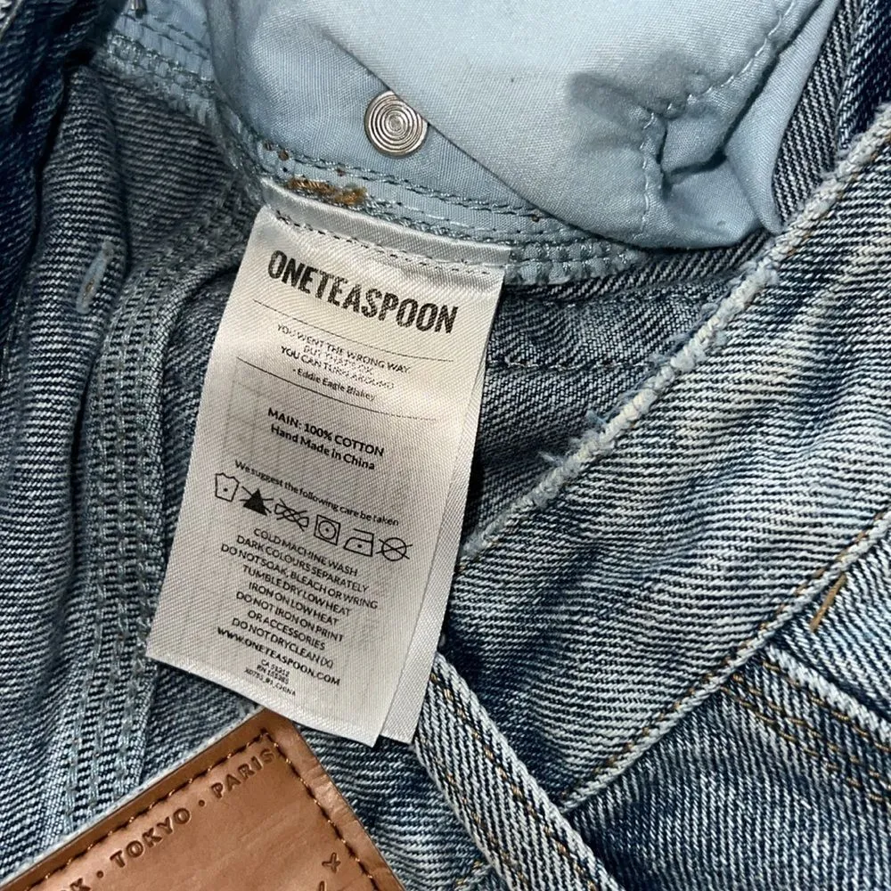 One Teaspoon Bonita High Waist Cut Off Denim Shorts Size 28 - Image 5