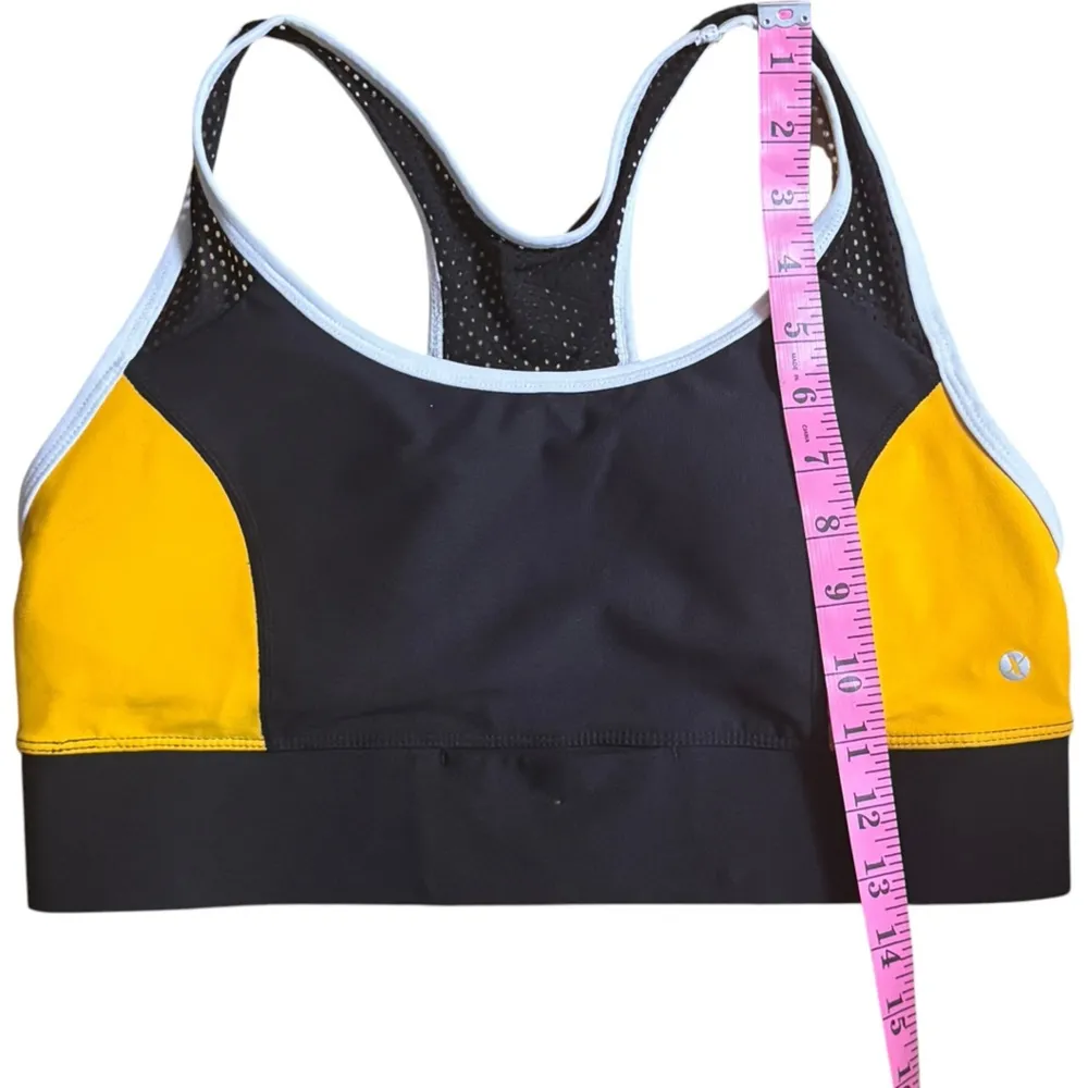 Xersion Women's Athletic Sporty Racerback Black & Yellow Print Sports Bra Sz XL - Image 7