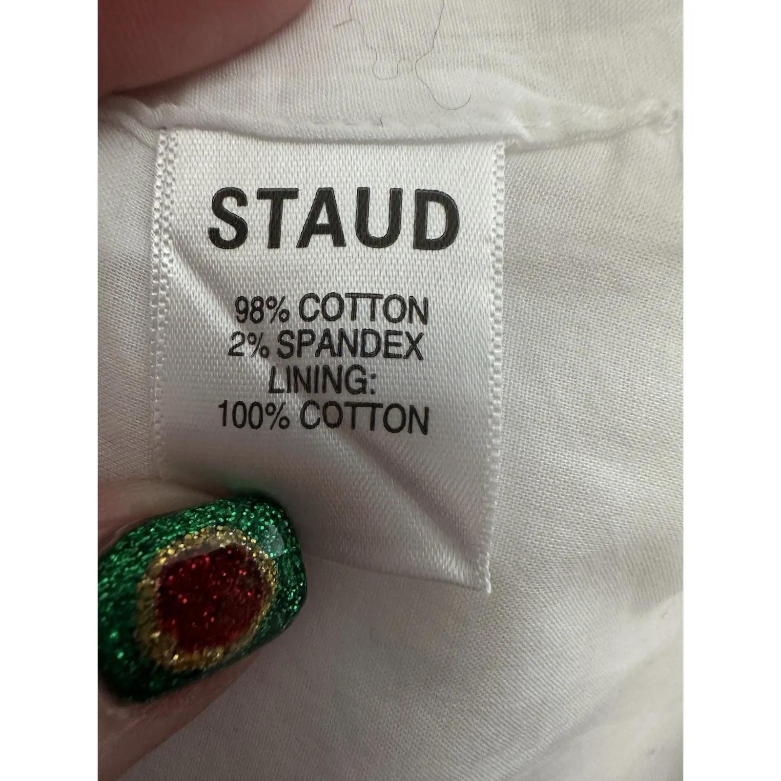 Staud Wells Corset Top Poplin White Cotton Zip Back Sleeveless Bra Sz 0 #GG9-1 - Image 6