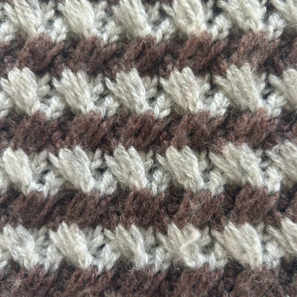 ZARA Brown Ivory Striped Oversized Slouchy Wool Crewneck Knit Sweater Size L - Image 15