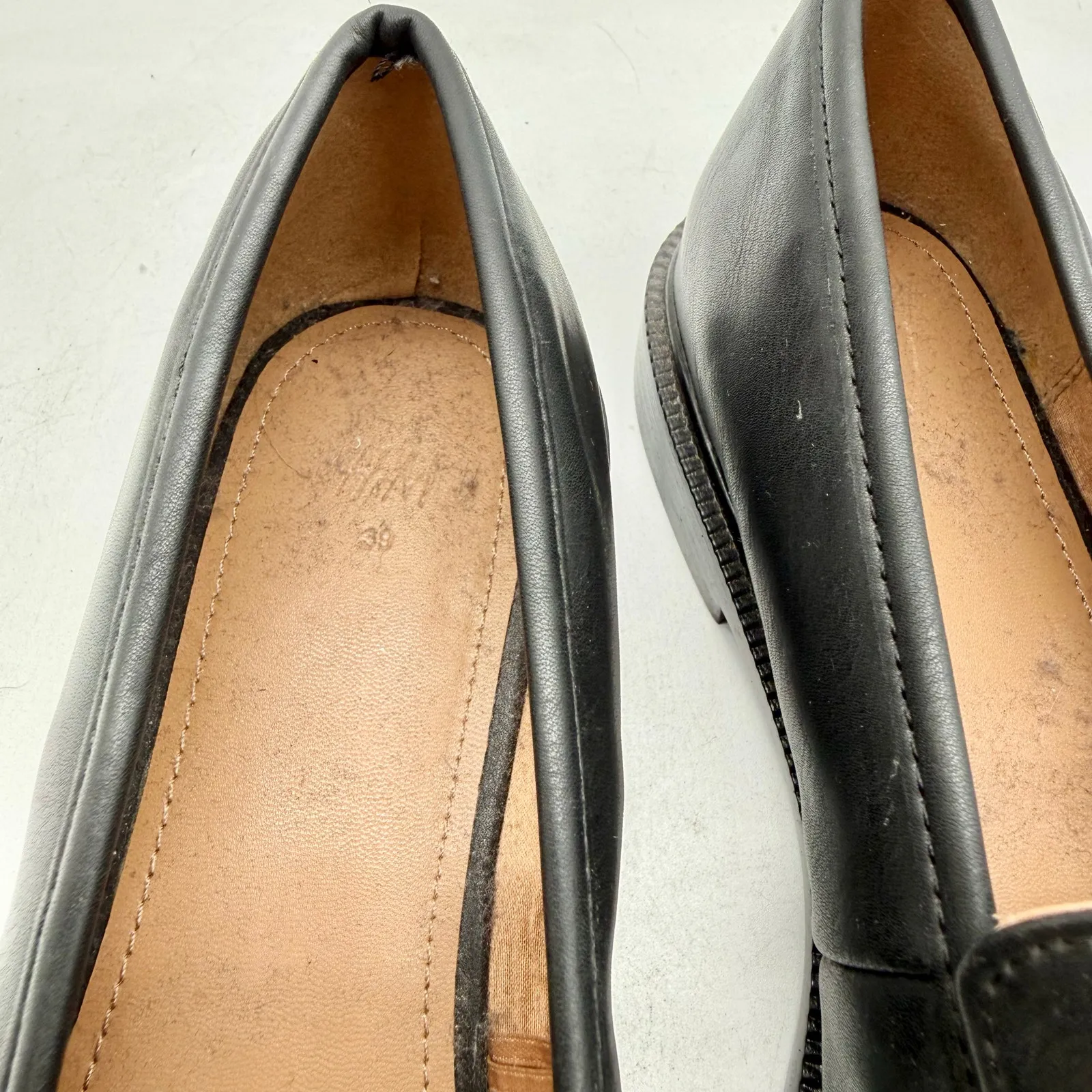 H&M Black Faux Leather Horsebit Loafers Women’s Size 8 Designer Classic Flats - Image 3