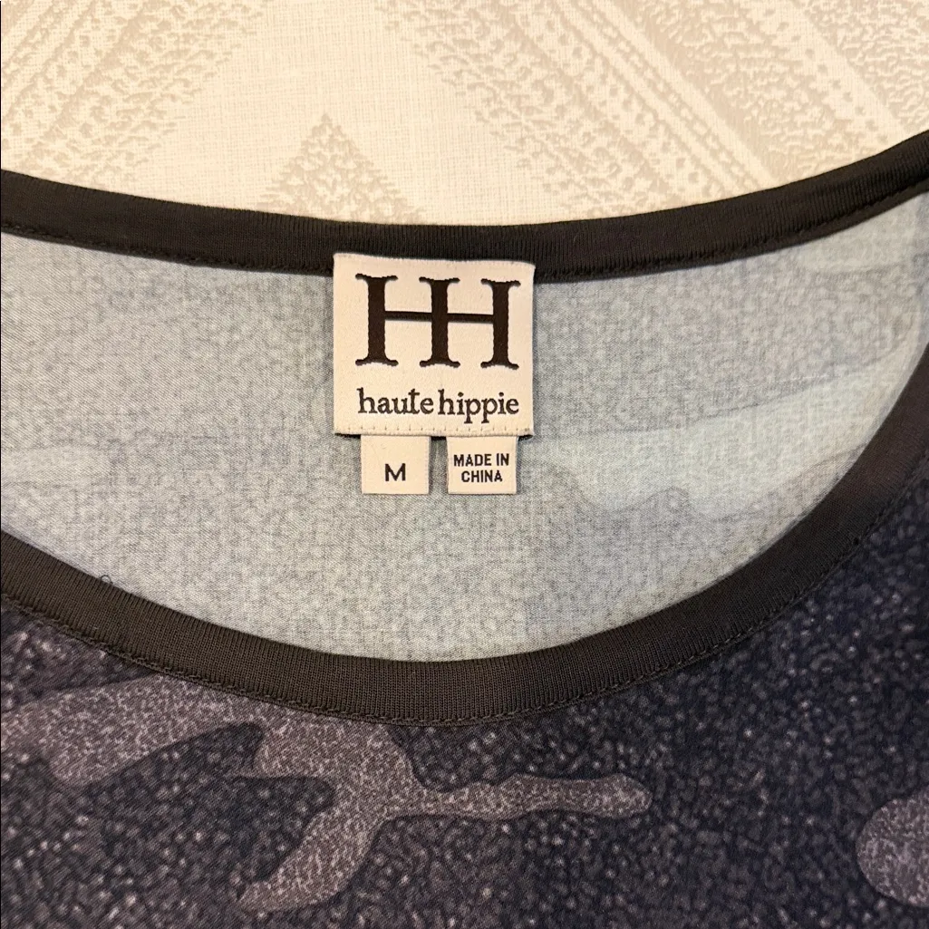 Haute Hippie Gray Camo Sleeveless Muscle Tank Top Women’s M Front Pocket - Image 4