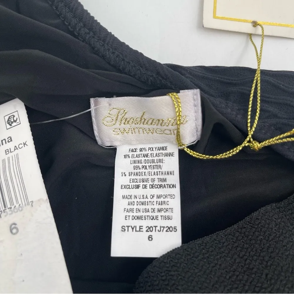 SHOSHANNA Swimsuit One Piece One Shoulder Black Tide Jacquard Textured NWT SZ 6 - Image 6