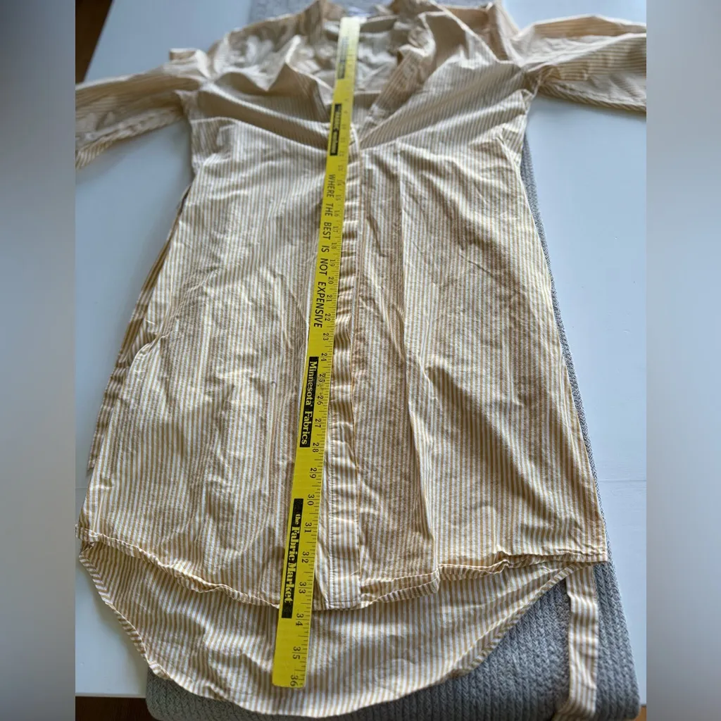 Calvin Klein Butter Yellow White Striped Cotton Short Dress Size 4 - Image 9