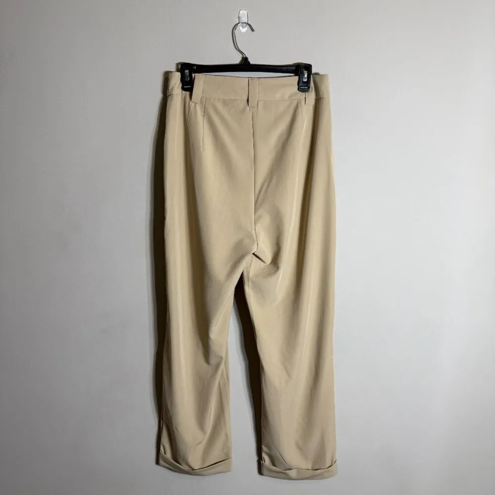 Petal & Pup Lexie Pleated Trouser Dress Pants Women's 8 Tan Cuffed Crop Career - Image 6