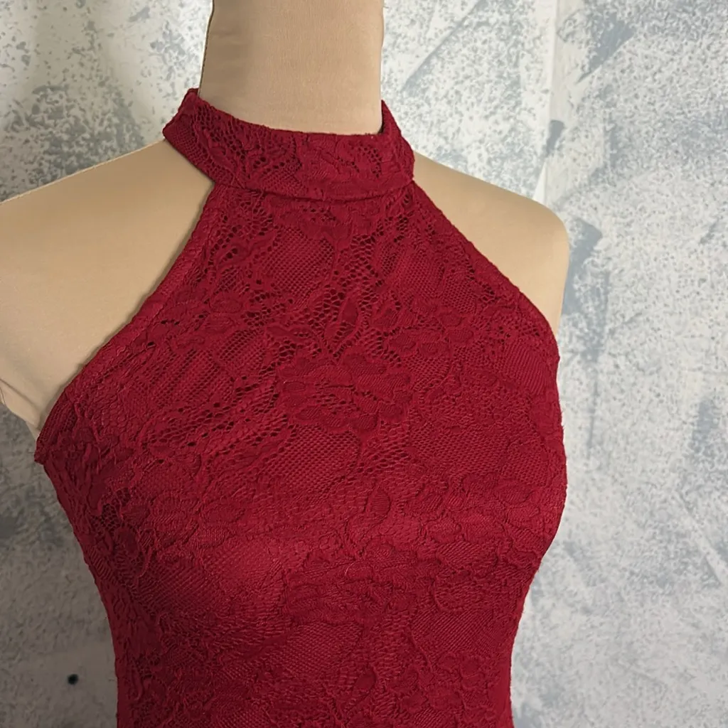 One Clothing Scarlet Lace Halter Dress with High Neckline size S - Image 2