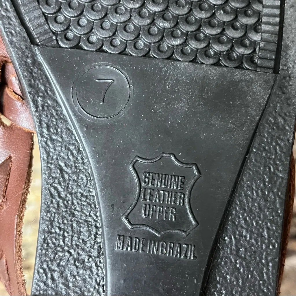 Predictions Leather Solutions 90s Vintage Brown Huarache Fisherman Flats 7 - Image 10