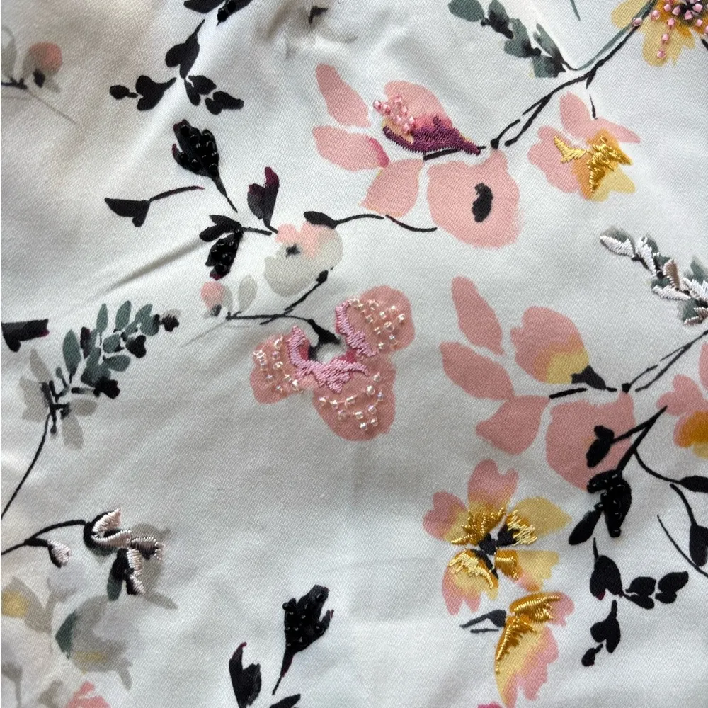 White House Black Market Floral beaded Strapless Corset boned top - Image 3