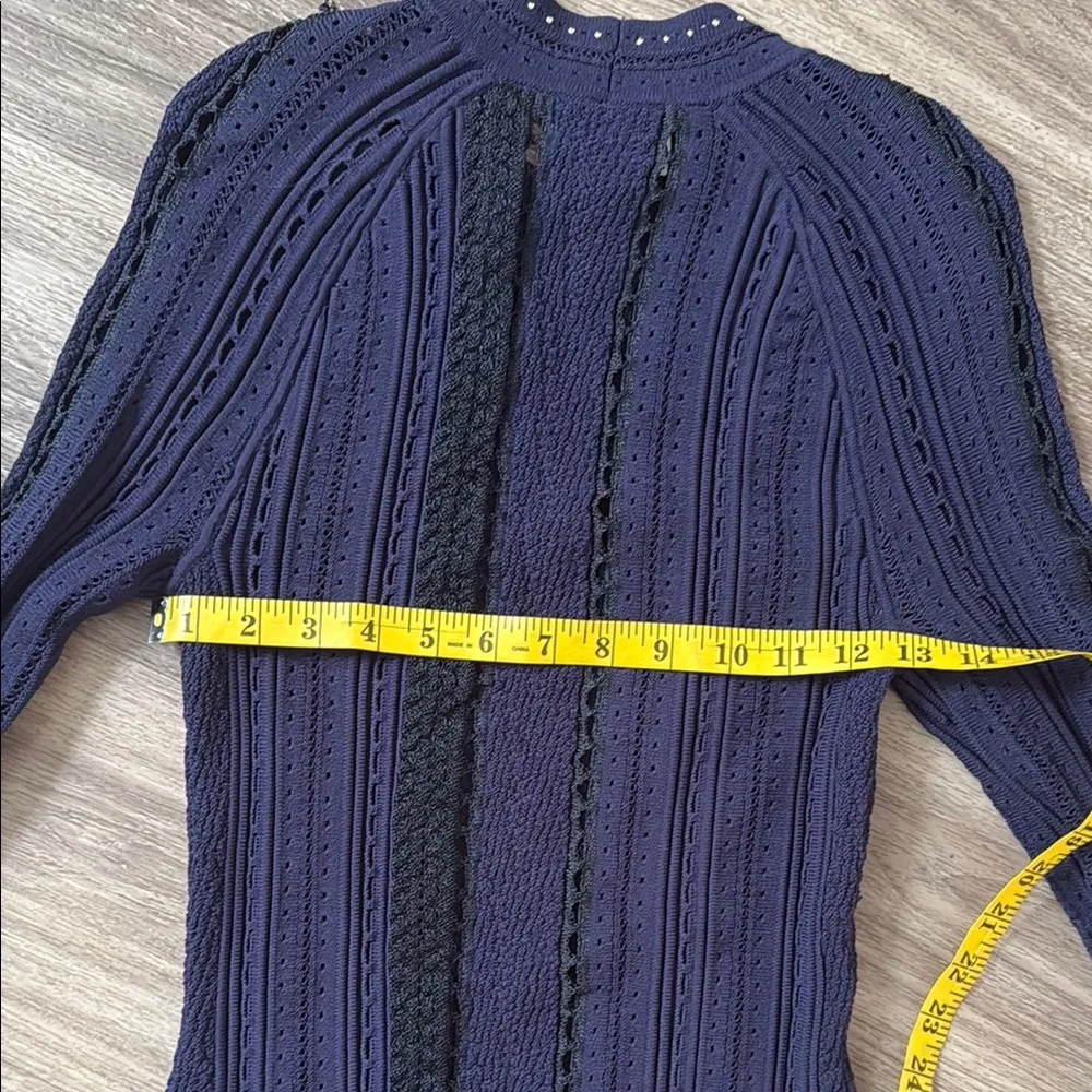 3.1 Phillip Lim Navy Lace Blue Long Sleeve Mini Dress - Image 12