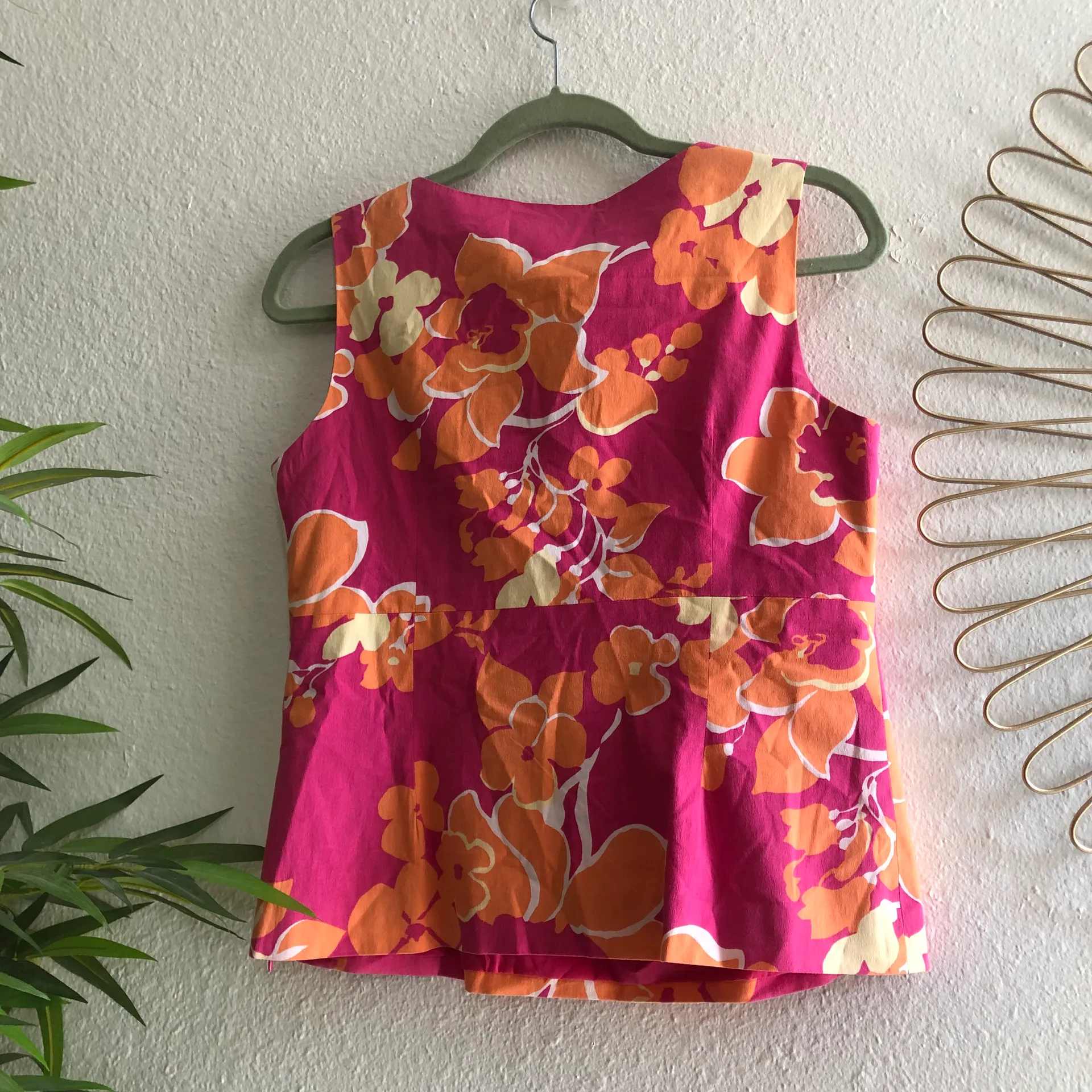 Etcetera Pink orange floral print sleeveless blouse - Image 2