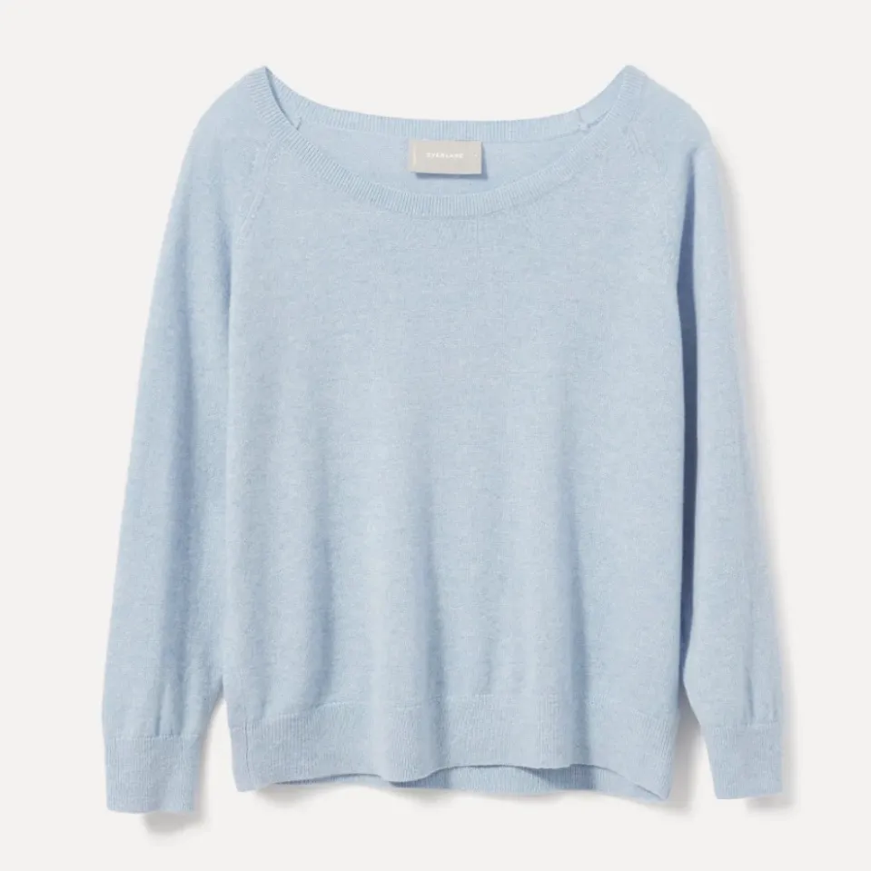 Everlane Women’s 100% Cashmere 3/4 Sleeve Raglan Sweater in Light Blue Heather S - Image 4