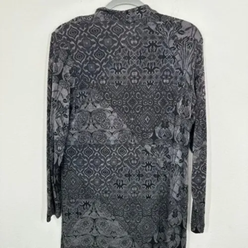 Vintage Laura Ashley Button Front Shirt Dress Black Gray Floral Goth Whimsigoth - Image 9