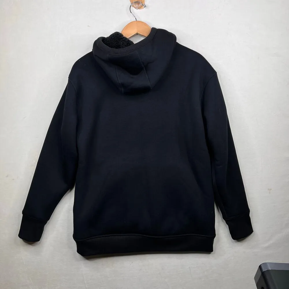 Athleta medium Solstice Reversible Sherpa Hooded Sweatshirt Black 511866. - Image 5