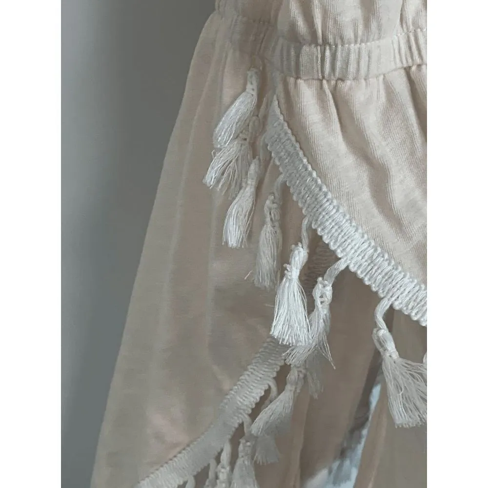 Victoria’s Secret Women’s Tassel Romper Keyhole Spaghetti Strap Cream Medium - Image 4