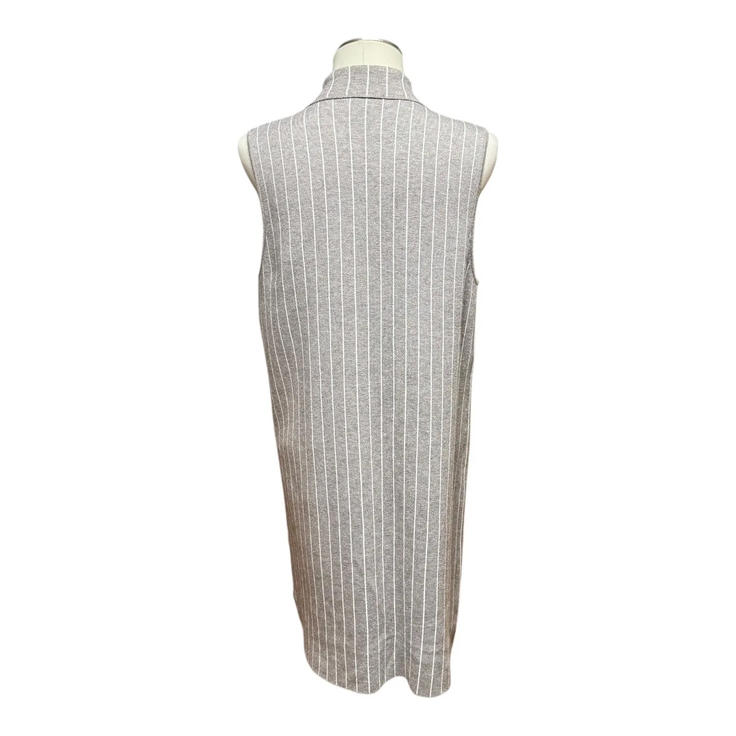 Calligraphie Anthropologie Longline Sweater Vest Beige White Stripe Large Tan - Image 3