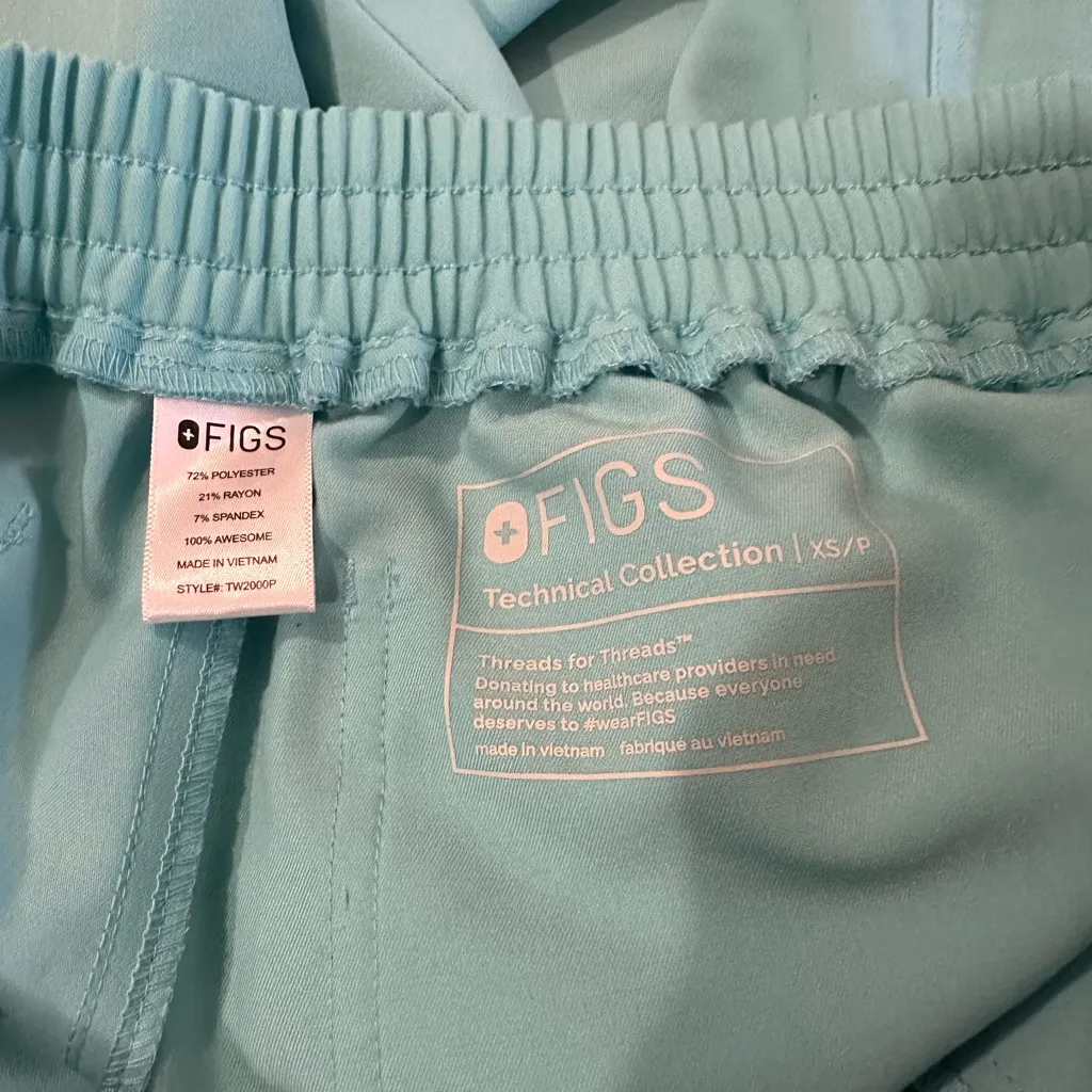 Figs yola skinny scrub pants neon blue rare limited edition size XS/P - Image 2