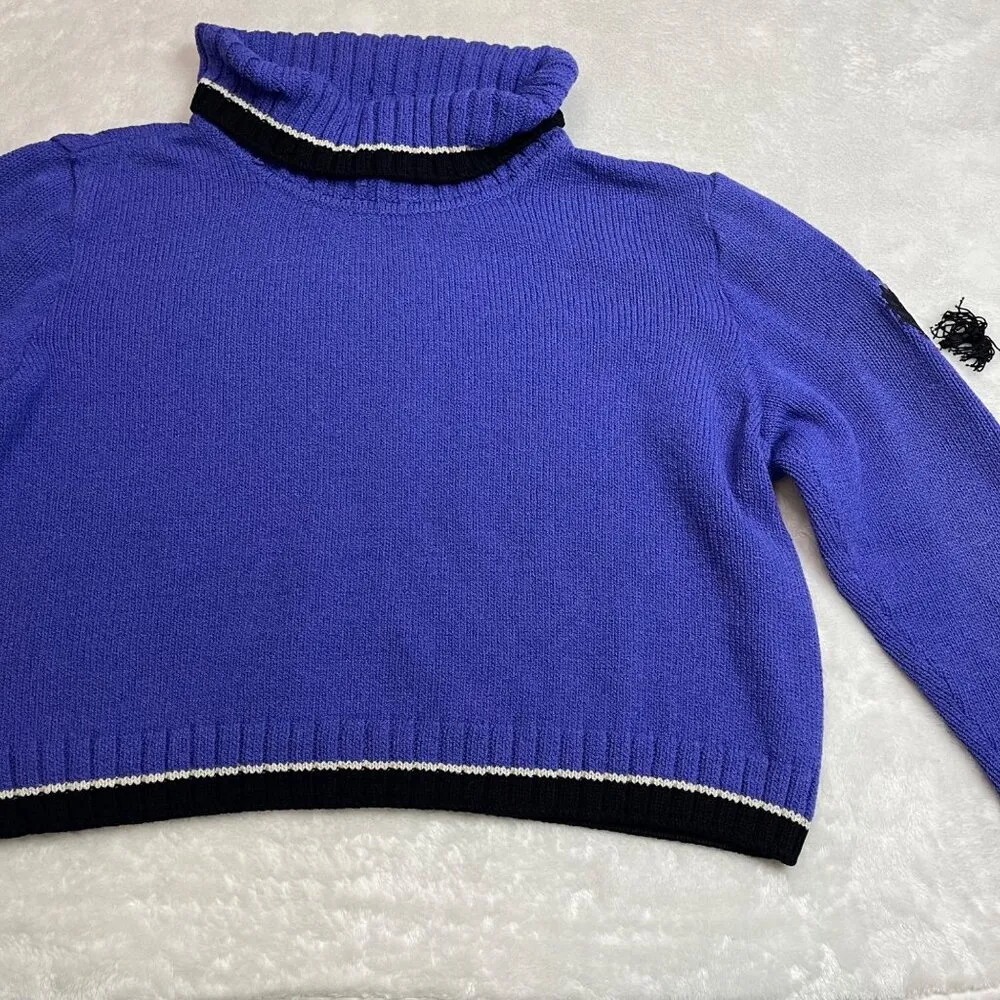 Vintage St. John Sport by Marie Gray Turtleneck Sweater Womens Medium Purple USA - Image 4