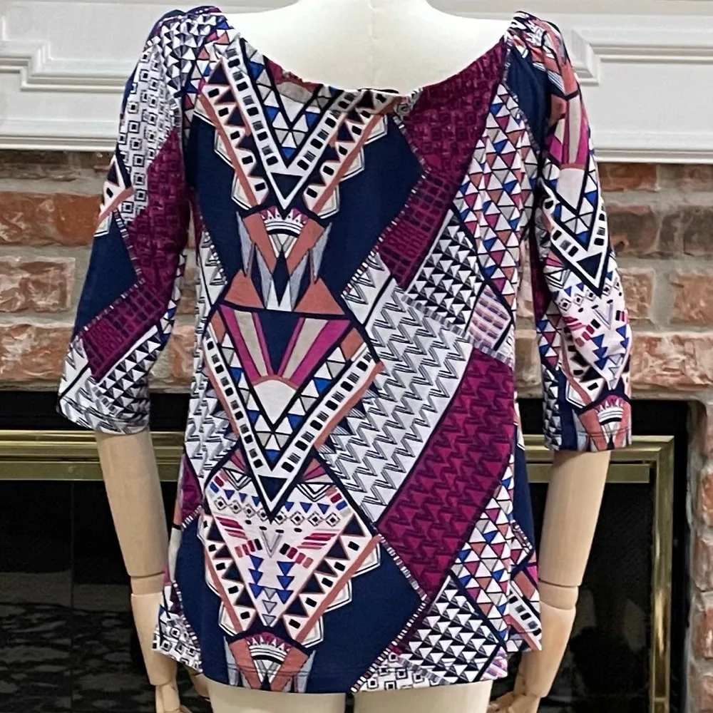 Renee C. purple multi patterned long sleeved top / S / Excellent condition - Image 4