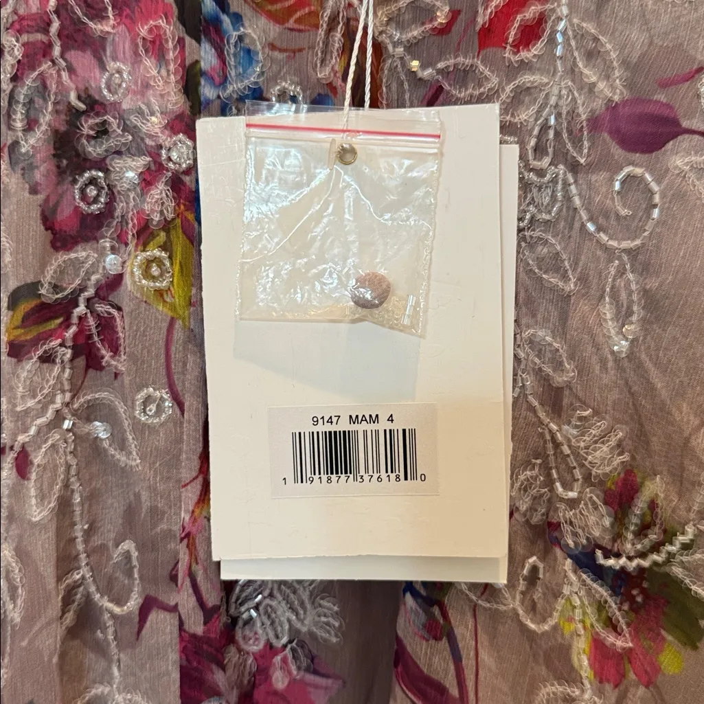 Mac Duggal 9147 Hand Embellished Floral Long Sleeve Midi Dress Size 4 NWT - Image 11