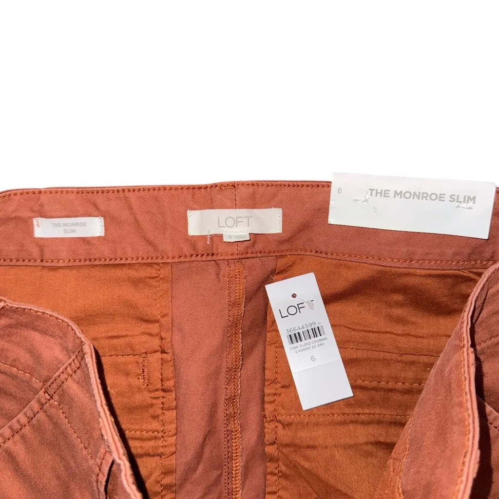 NWT Loft Monroe Slim Chino Pants Size 6 Burnt Orange Ankle Length Cotton Stretch - Image 7