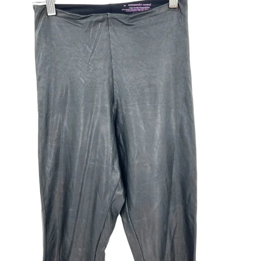 Commando Control‎ Faux Stretch-Leather Leggings In Black Size Medium - Image 4