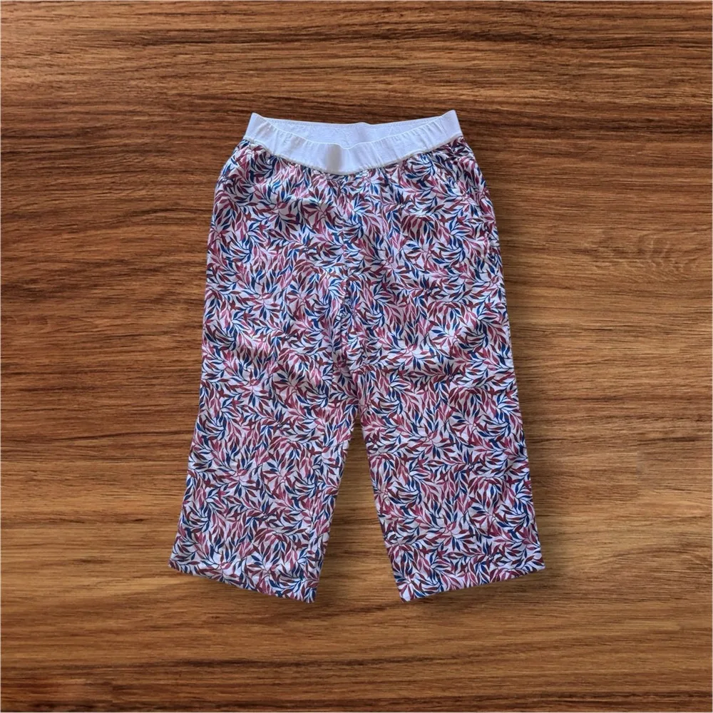 Wide Leg Linen Pants Ivory Cream Coral Pink Floral Palazzo Pants plus size 22 W - Image 2