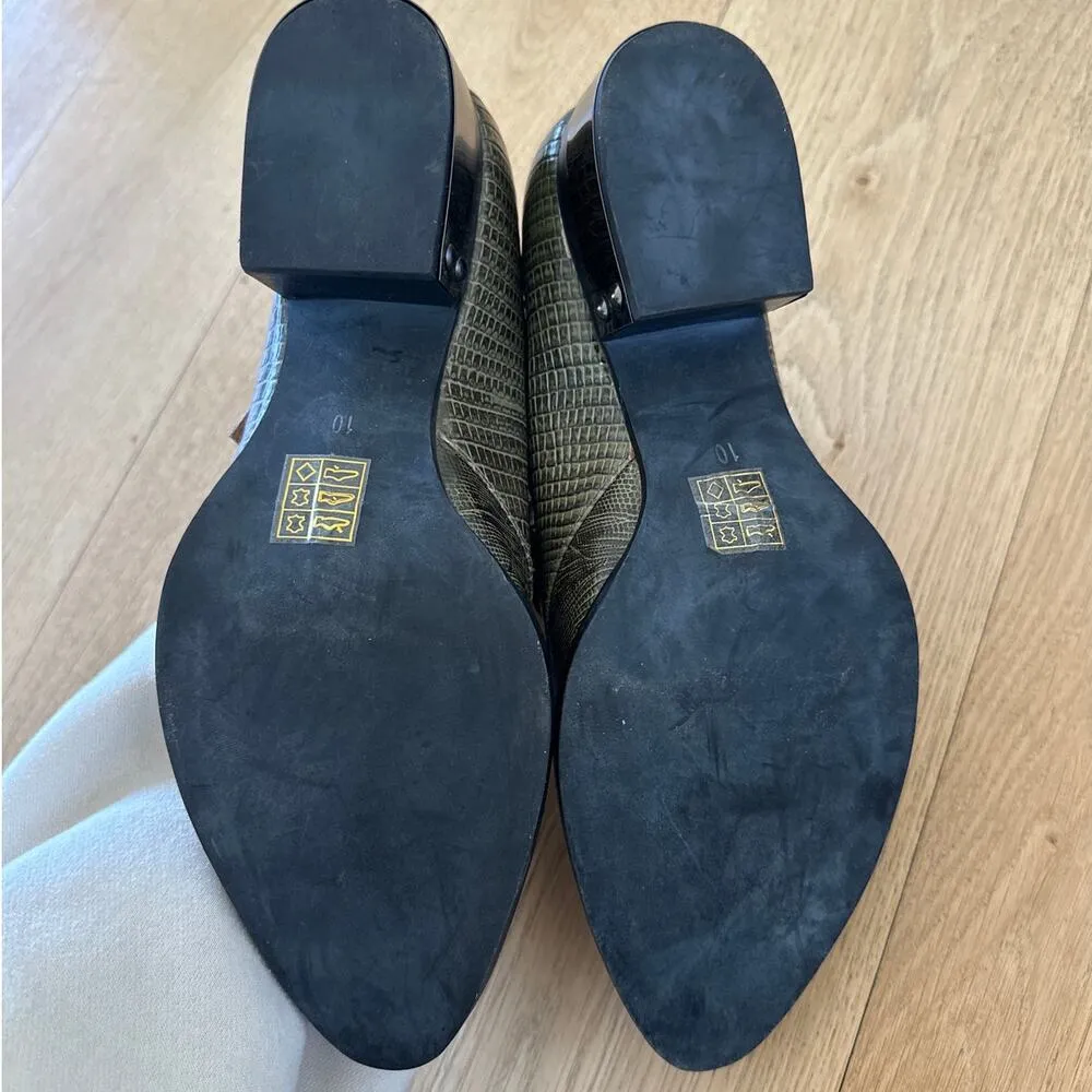 Jeffrey Campbell - Ibiza Snakeskin Print Western Style Leather Shoes in Green - Image 7