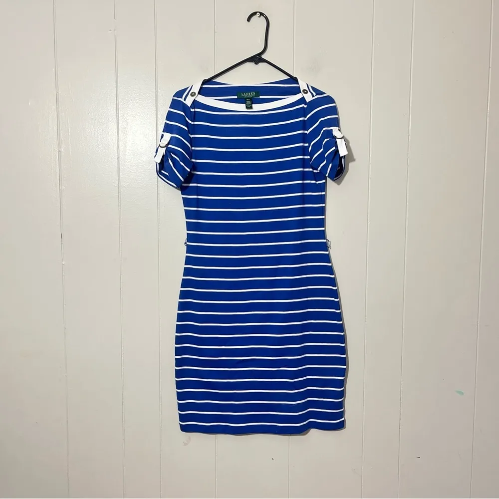 Lauren Jeans co. Ralph Lauren Striped Nautical Blue Midi Dress Size SP NWT - Image 2