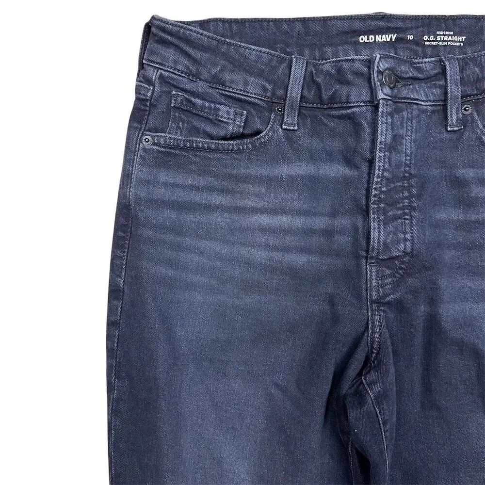 NWT Old Navy Women's High-Waisted O.G. Straight Cut-Off Jeans Size 10 Black - Image 3