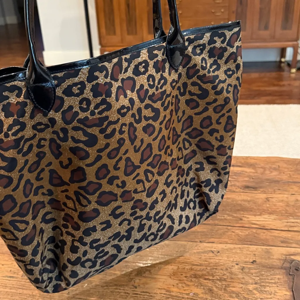 Lafayette 148 New York Leopard Print Tote Bag Black - Image 5