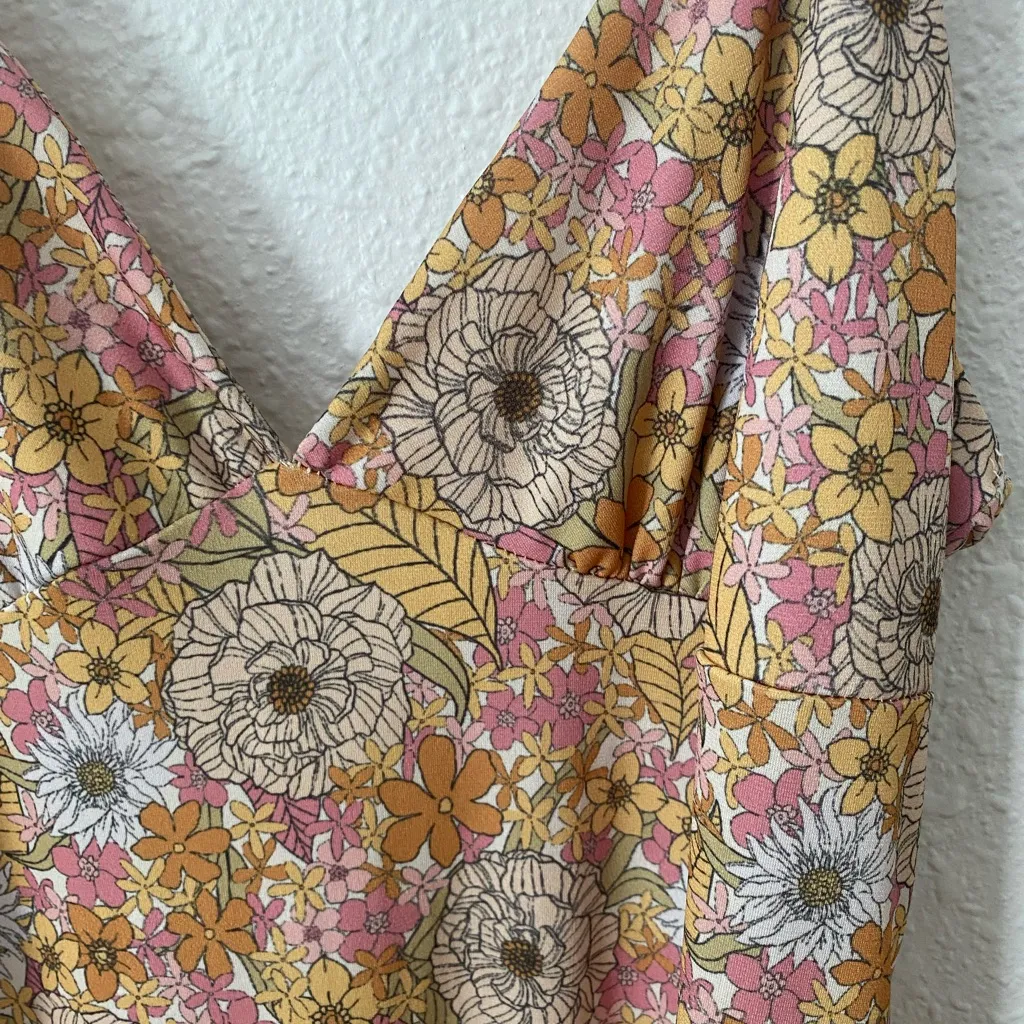7day Wknd vintage floral yellow pink v - Image 3