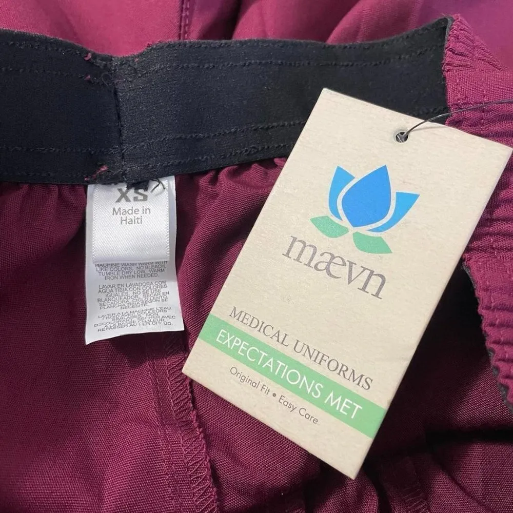 NEW Maevn Size XS Wine Scrub Pants Nurse Doctor Health Care Uniform - Image 5