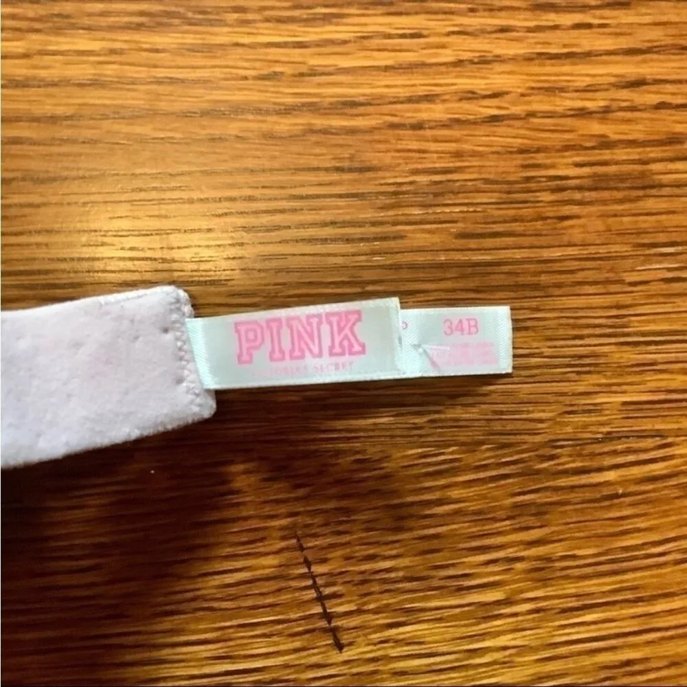 VS PINK Campus Lounge Lightly Lined Wear Everywhere T-Shirt Bra 34B Light Pink - Image 5