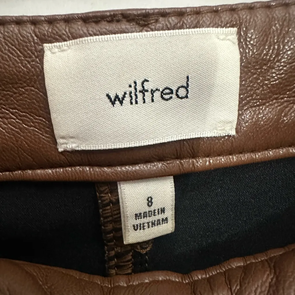 Aritzia Wilfred The Melina High Waisted Vegan Leather Pants Size 8 in Cognac - Image 4