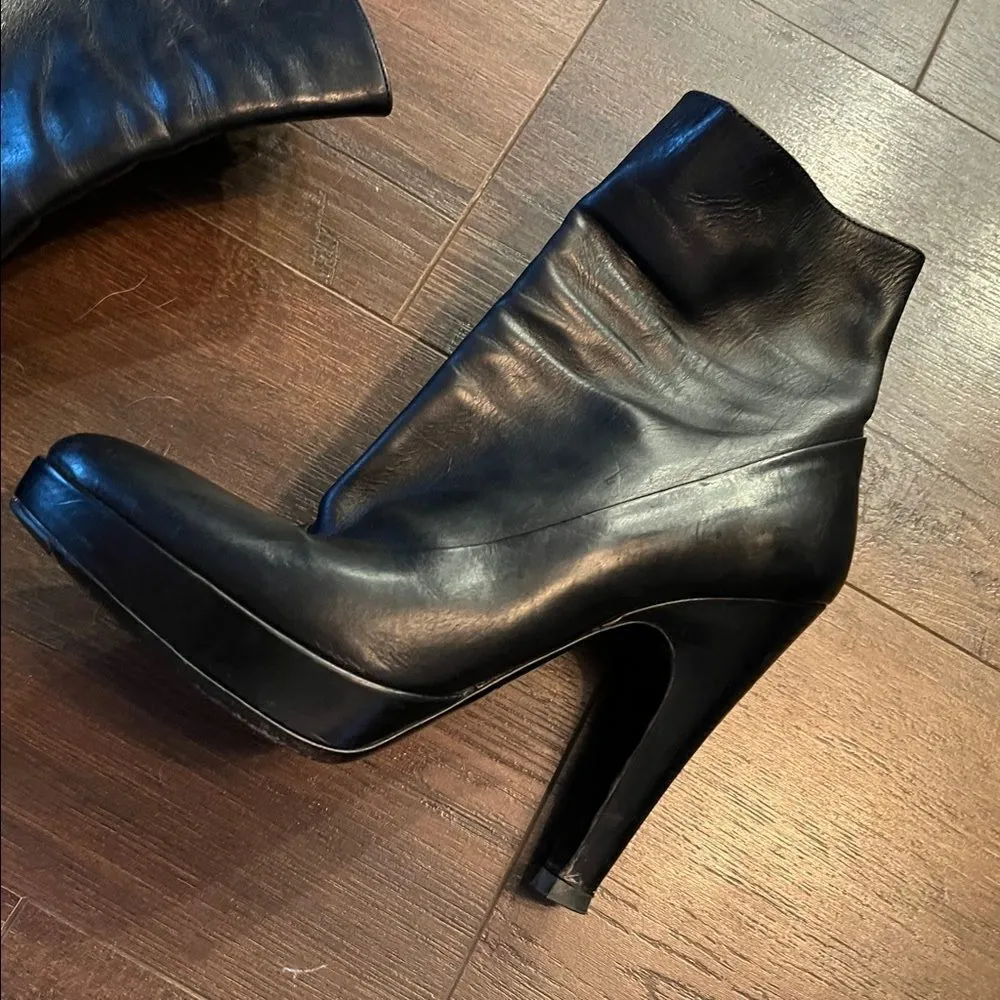 Prada  Black Leather Booties - Image 3