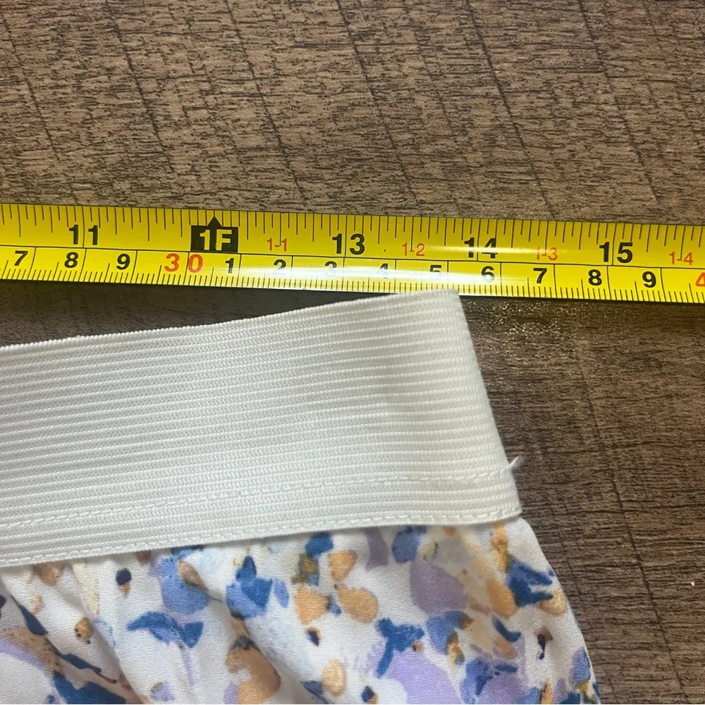 Vince Camuto Pleated Midi Skirt Womens Small Ivory Floral Elastic Waist Lined - Image 6