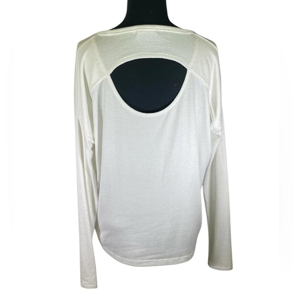 Rag & Bone pullover long sleeve lightweight white rayon sweater back cut out - Image 2
