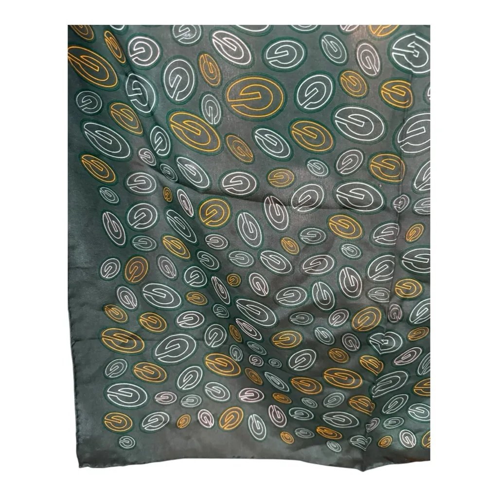 Vintage Green Bay Packers Scarf 25” x 25” Allover Logo Print – Silk - Image 4