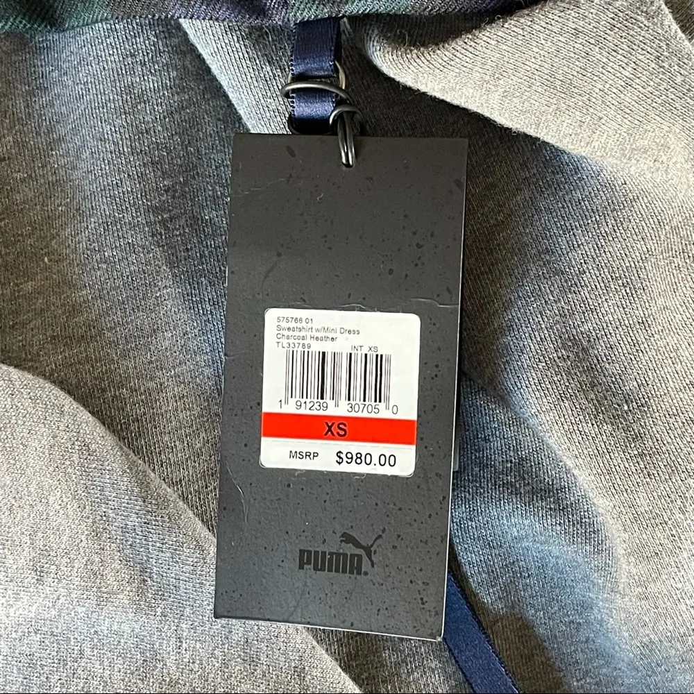 Fenty x Puma Sweatshirt w/ Mini Tartan Plaid Dress in Charcoal - Image 8