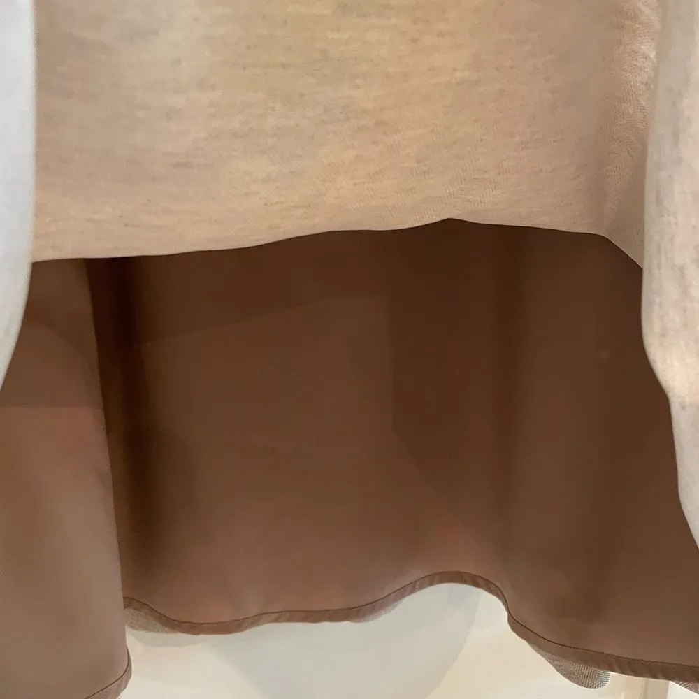 Anne Klein Fit & Flare‎ Midi Dress Half Cap Sleeves Tweed Beige Tan Size 4 - Image 6