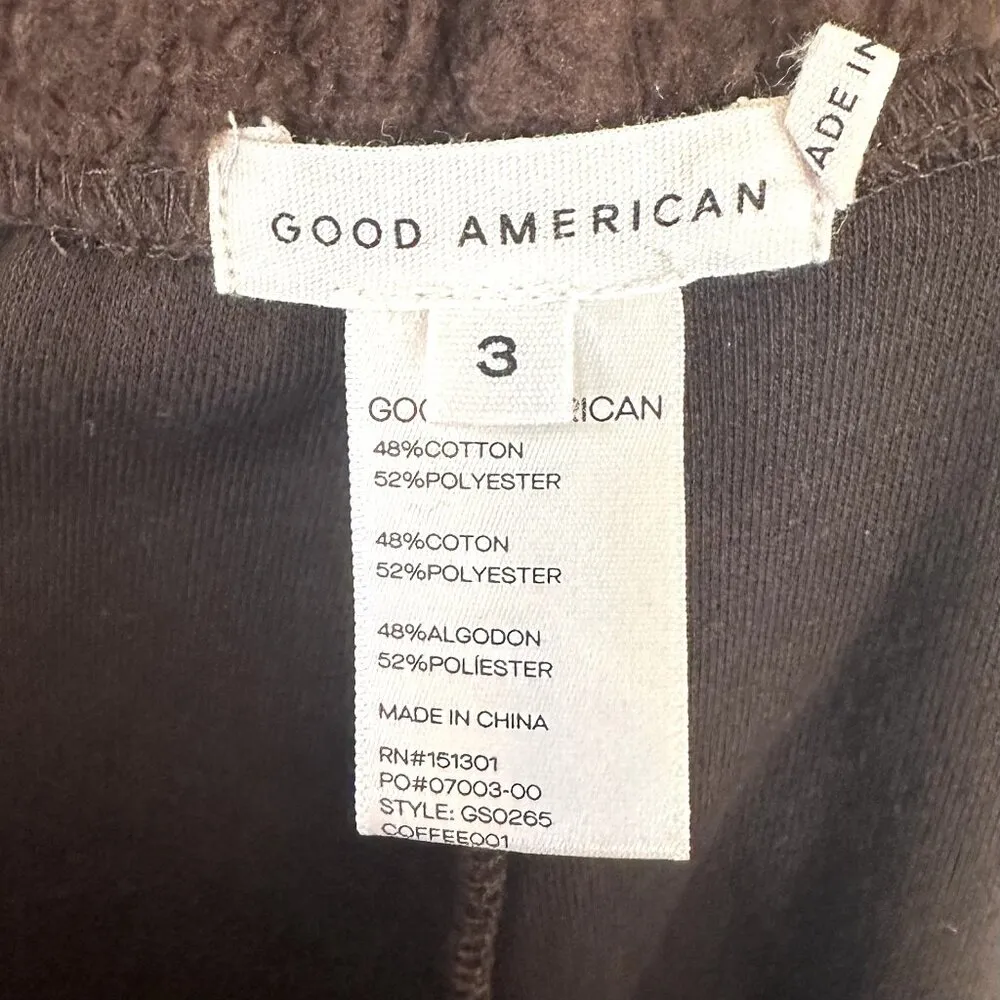 NWT Good American Coffee Brown Sherpa Boyfriend Sweatpant - Size 3 (L) - Image 3