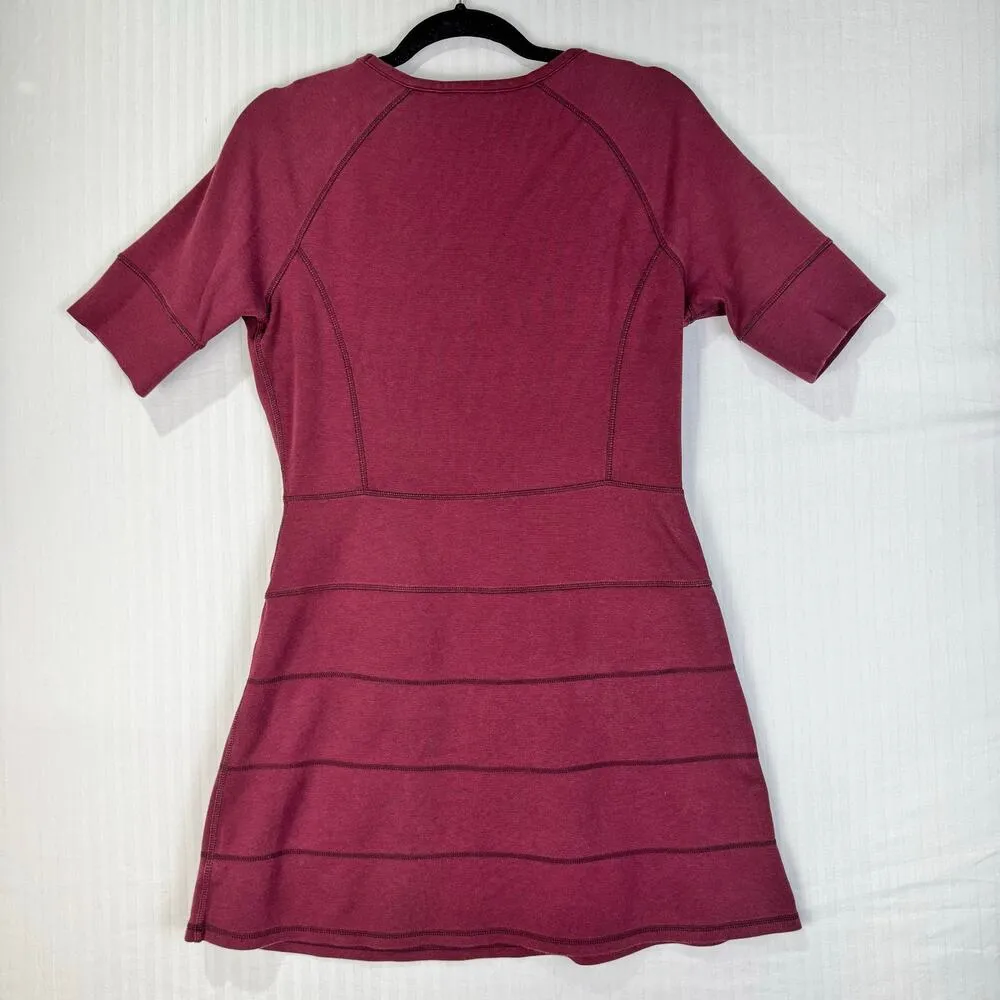 Athleta Maroon Red Athletic Mini Dress Size Petite Medium Zipper Pockets Sporty - Image 2