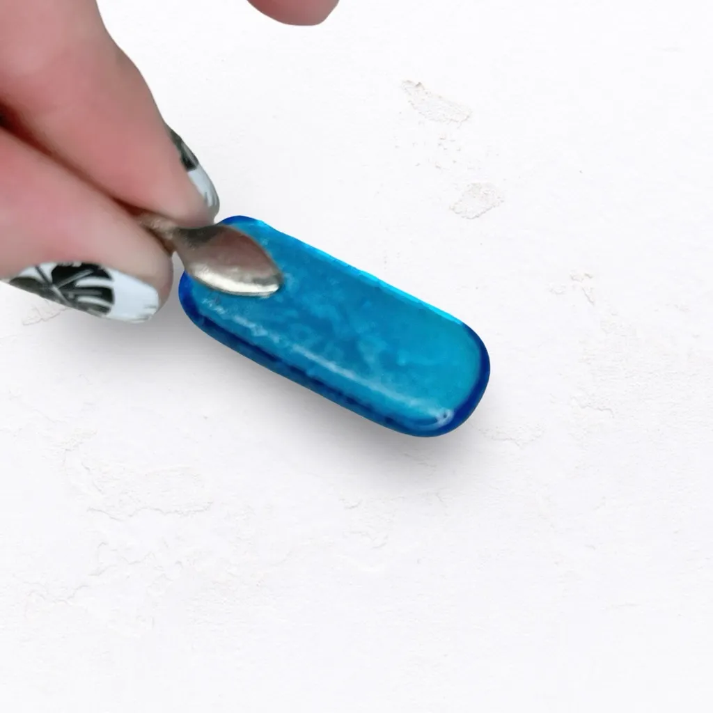 6939. Turquoise Handmade Blue Glass Pendant - Image 4