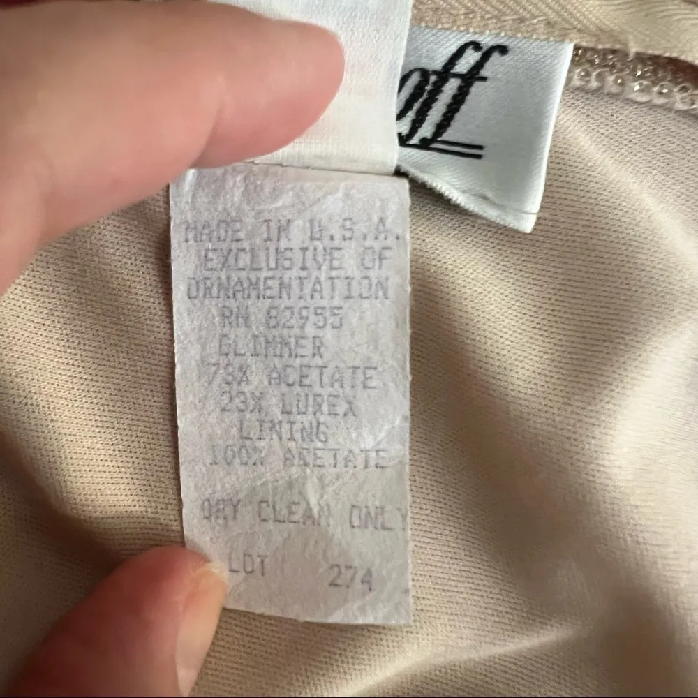 Bill Levkoff Union Tag Vintage ahimmery maxi skirt nude color sz 14(L) - Image 12