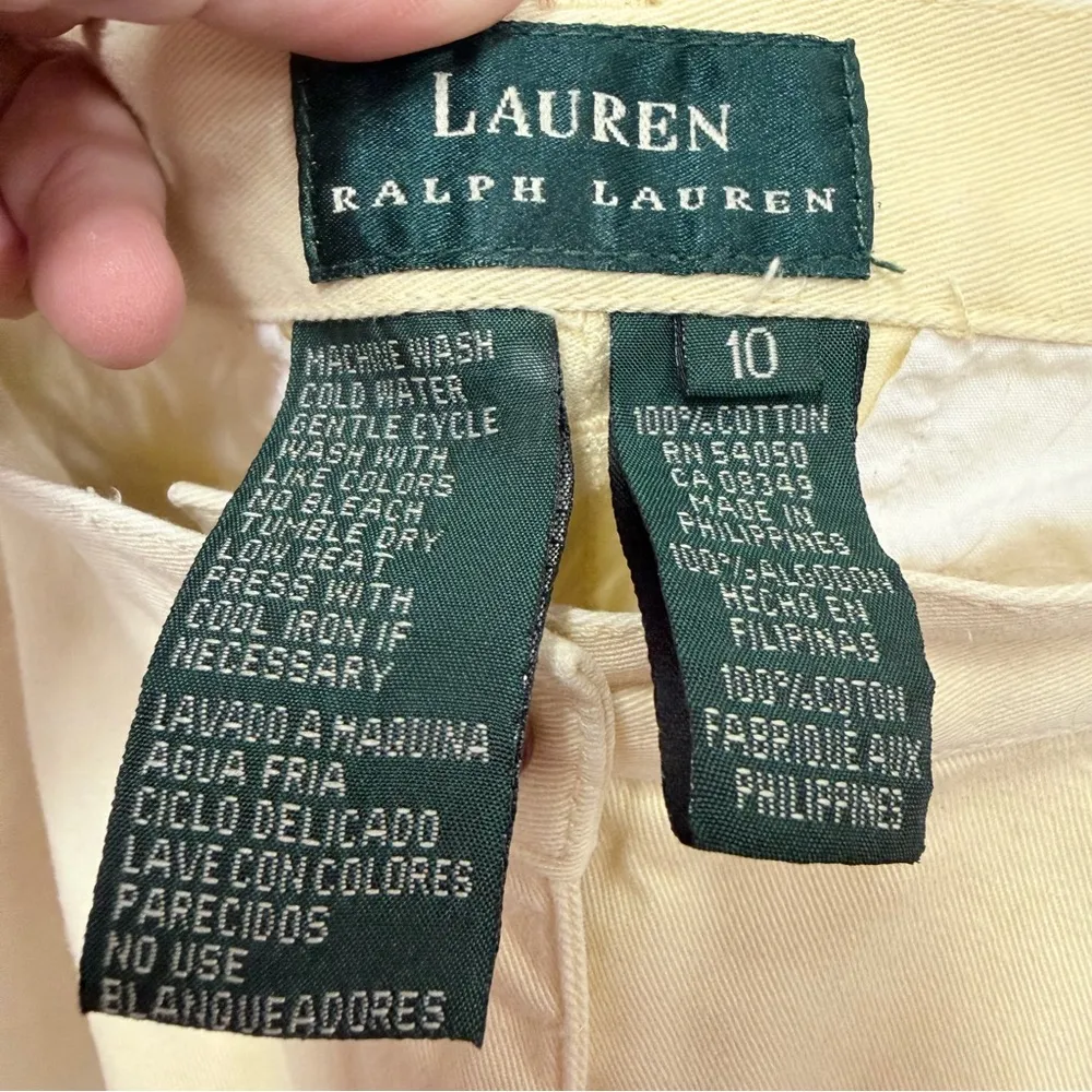Vintage Lauren Ralph Lauren yellow 90's Chino Shorts size 10 - Image 4