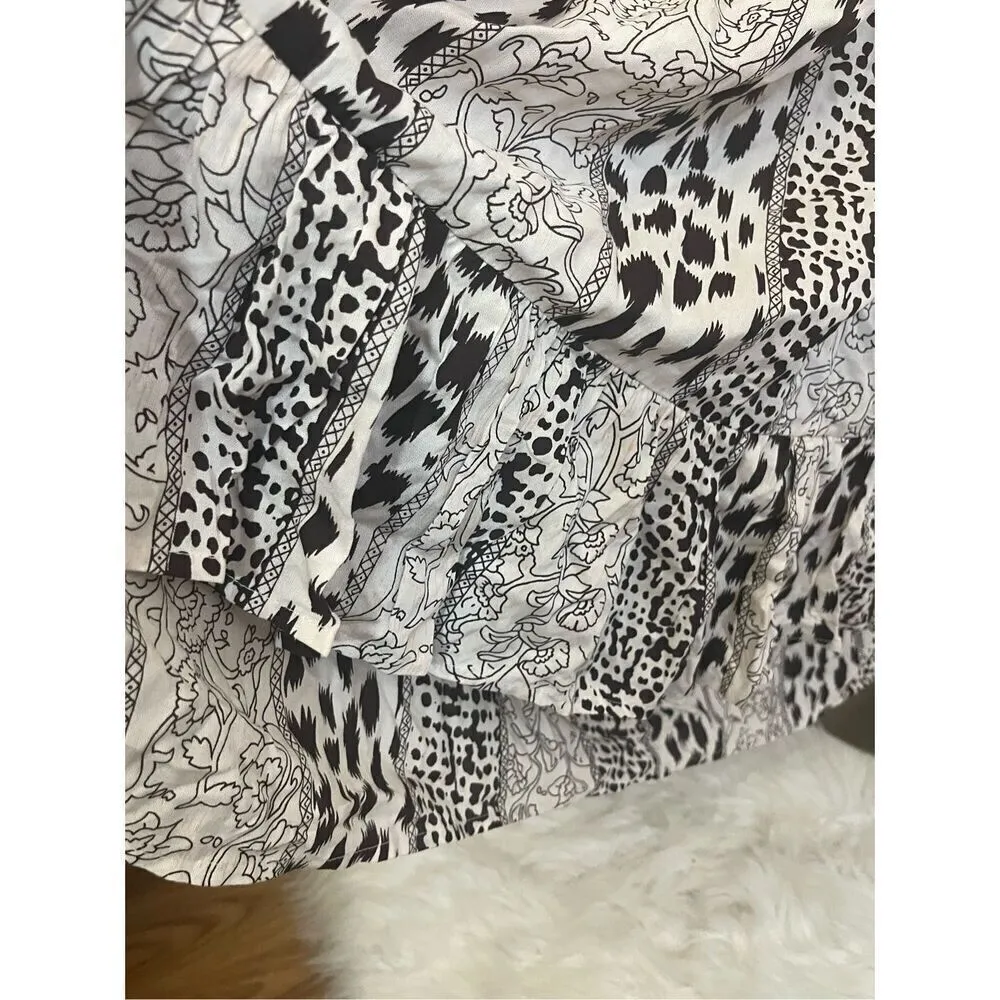 Brass Monkey Boutique Mixed Animal Print Tiered Ruffle Maxi Dress S White - Image 5