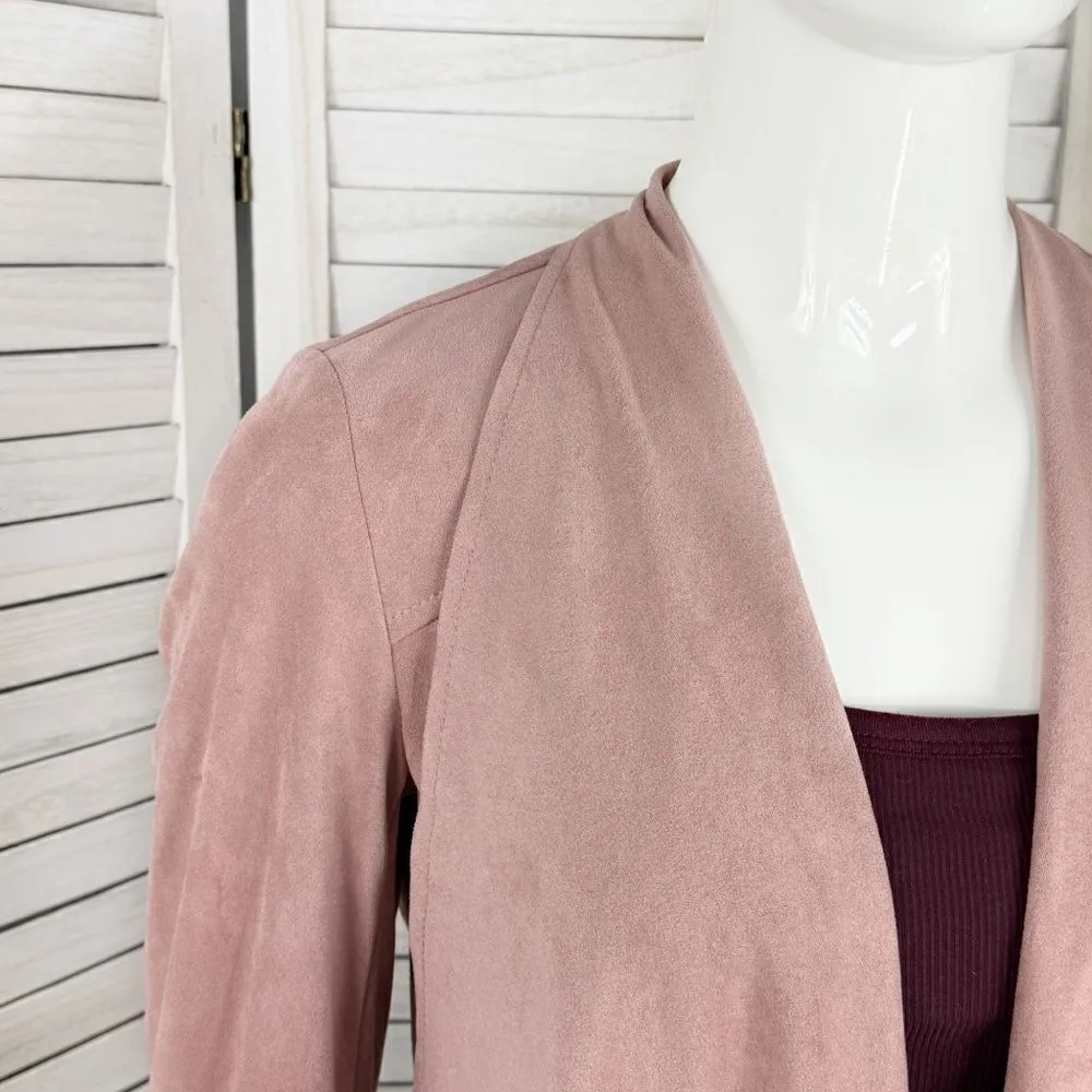 Kut from‎ the Kloth Tayanita Faux Suede Jacket Rose Pink XS Open Waterfall - Image 6