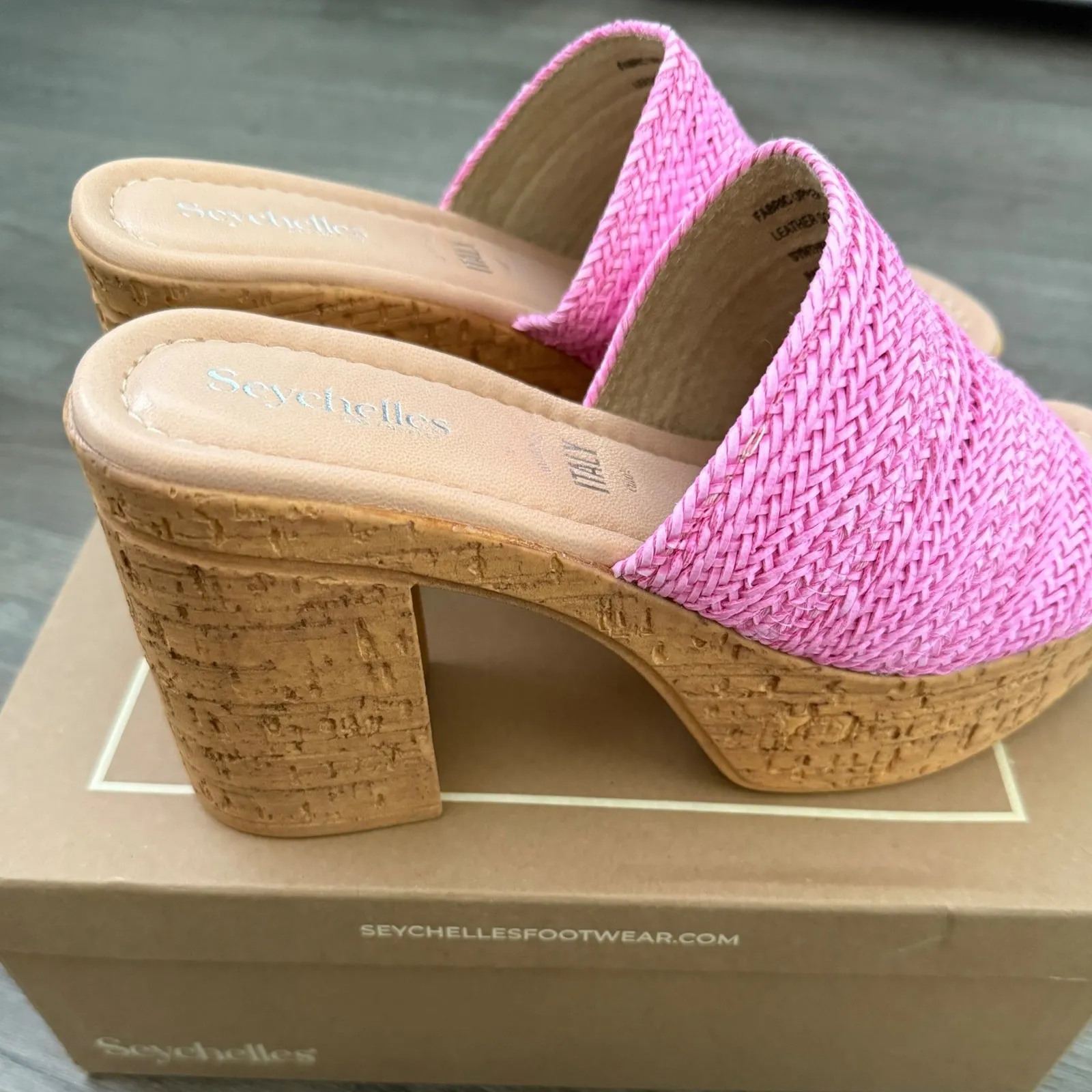 Seychelles Applause Platform Heels Pink Size 11 NWB Anthropologie Raffia Sandals - Image 5