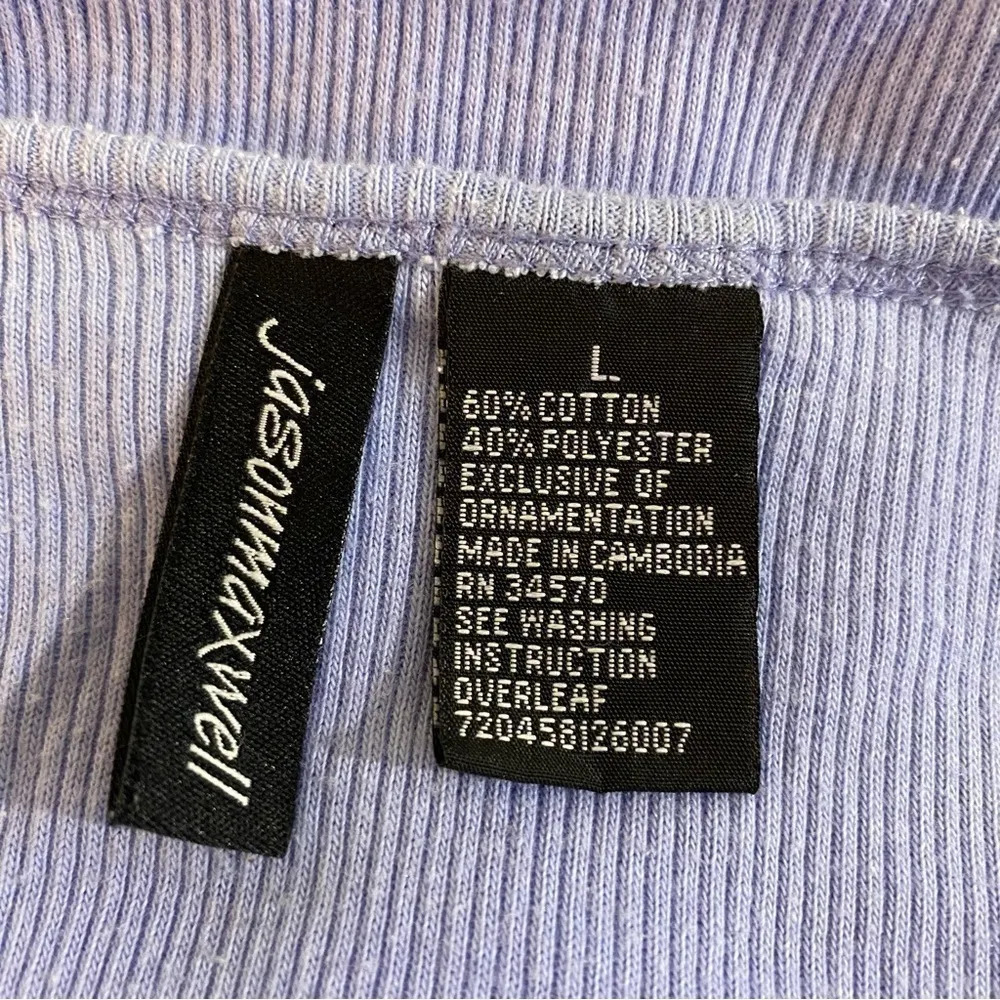 Jason Maxwell Ribbed 3/4 Sleeve Embellished Top Lilac L - Image 3